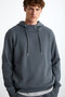 Alesso Men's 100% Cotton Hooded Cord Detailed Oversize Fit Gray Sweatshirt