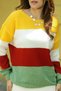 Bicycle Round-Neck Long-Sleeve Color-Blocked Rib-Knit Skirt with Elastic Waistband Knit Sweater - 7