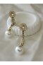 Stoned Dangle Pearl Women's Earrings New Year Earrings Stainless Steel - 3