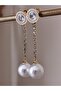Stoned Dangle Pearl Women's Earrings New Year Earrings Stainless Steel