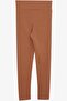 Girl's Tights Ribbed Embroidered 8-14 Years, Light Brown - 2