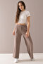 Cream Wide Leg Patterned Girls' Trousers 19790 - 4