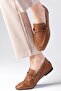 Fiona Genuine Leather Tan Color Blunt Toe Women's Loafer Shoes - 6