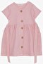 Girl's Linen Dress Buttoned Side Pockets 1.5-5 Years, Pink - 3