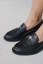 Women's Buckle Detail Flat Heeled Loafer Cloria Black Skin - 3