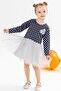 Girl's Long Sleeve Dress Tulle Bow Age 1.5-5, Navy Blue - 2