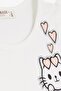 Girl's Dress Pocketed Glittery Kitten Printed 1.5-5 Years, Ecru - 6