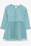 Girl's Long Sleeve Dress Tulle Flower Patterned 3-8 Years, Water Green - 5