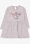 Girl's Dress Polka Dot Patterned Text Printed 3-7 Years, Beige Melange