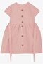 Girl's Linen Dress Buttoned with Side Pockets 6-12 Years, Pink - 5