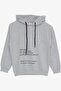 Girl's Tracksuit Set, Stony Text Printed Hoodie, Age 8-12, Gray Melange - 3