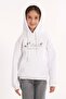 Cat Printed Kangaroo Pocket White Color Girl's Hooded Sweatshirt - 3