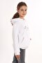 Cat Printed Kangaroo Pocket White Color Girl's Hooded Sweatshirt - 4