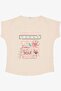 Girl's T-Shirt with Floral & Text Print and Sequins, Ages 9-14, Powder
