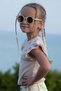 Girl's T-Shirt Belt Length Sleeves Crepe Fabric Ruffle Age 3-7, Beige - 5