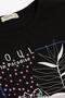 Girls' T-shirt with Floral Print and Printed , Ages 10-16, Black - 3