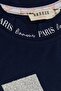 Girl's T-Shirt Text Printed Glitter Side Gathered 9-14 Years, Navy Blue - 3