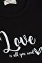Girl's T-Shirt Belt Length Text Printed 8-14 Years, Black - 3