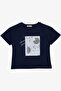 Girl's T-Shirt Floral Printed, Age 9-14, Navy Blue