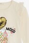Girl's Long Sleeve T-Shirt with Laced Shoulders, Age 4-9, Cream - 3