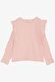 Girl's Long Sleeve T-Shirt with Shoulder Ruffle Age 3-7, Pink - 4