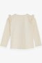 Girl's Long Sleeve T-Shirt with Laced Shoulders, Age 4-9, Cream - 2