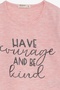 Girl's Long Sleeve T-Shirt Glitter Text Printed 3-7 Years, Salmon Melange - 3