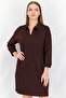 Women Textured 3/4 Sleeve Mini Dress, Brown And Black
