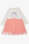 Girl's Long Sleeve Dress Little Girls Love Themed Happy Teddy Bear Printed Tulle 1-4 Years, Ekr