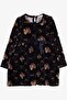 Girl's Dress Velvet Flower Patterned 1.5-5 Years, Navy Blue