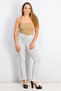 Women Regular Fit Ribbed Drawstring Flared Hem Pant, Grey - 4