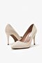 Gala Cream Genuine Leather Women's Heeled Shoes - 4