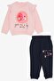 Girl's Tracksuit Set, Pompom Printed, 1.5-5 Years, Salmon Melange - 3