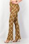 Women Checkered Pull On Flare Pants, Brown - 3