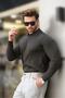 Anthracite Polo Neck Striped Long Sleeve Sweater 7239 - 3