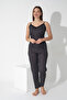 Women's Black Colorful Polka Dot Patterned Lace Detailed Rope Strap Pajama Set 204