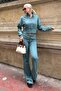 Pale Blue Spanish Leg Women's Tracksuit Set Mg2203
