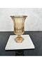 Glass Vase with Footed Bombes and Gold Detail 28X18 cm - 3