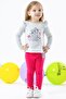 Baby Girl Tights Set Sequined Kitten Printed 9 Months-3 Years, Light Gray Melange