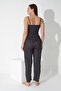 Women's Black Colorful Polka Dot Patterned Lace Detailed Rope Strap Pajama Set 204 - 3