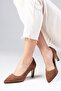 Beliz Genuine Suede Tan Color Women's Stiletto Shoes - 5