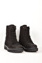 Women's Zippered Comfort Rubber Laced Casual Boots Real Leather Hj 17945Z Black - 2