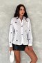Women's White Folding Sleeve Rabbit Embroidery Embroidered 100% Cotton Shirt - 5