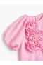 Dress Short Balloon Sleeve, Flower Applique Detailed Comfortable Fit - 5
