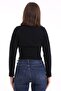 Women's Black Autumn&Winter 2-Piece Crop Set Thin Knitwear Knitted Blouse&Sweater - 6