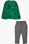 Baby Boy Tracksuit Set Dinosaur Printed 9 Months-3 Years, Green - 2