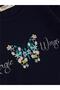 Girl's Long Sleeve T-Shirt with Floral Print, Ages 1.5-5, Navy Blue - 6