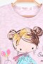 Girl's Long Sleeve T-Shirt with Print, Ages 1.5-5, Beige Melange - 3