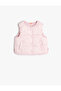 Quilted Vest with Round Collar and Snap Pockets