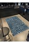 Umay Collection Antique Look Black and White Thick Lines Woven Base Decorative Carpet Umay22 - 2